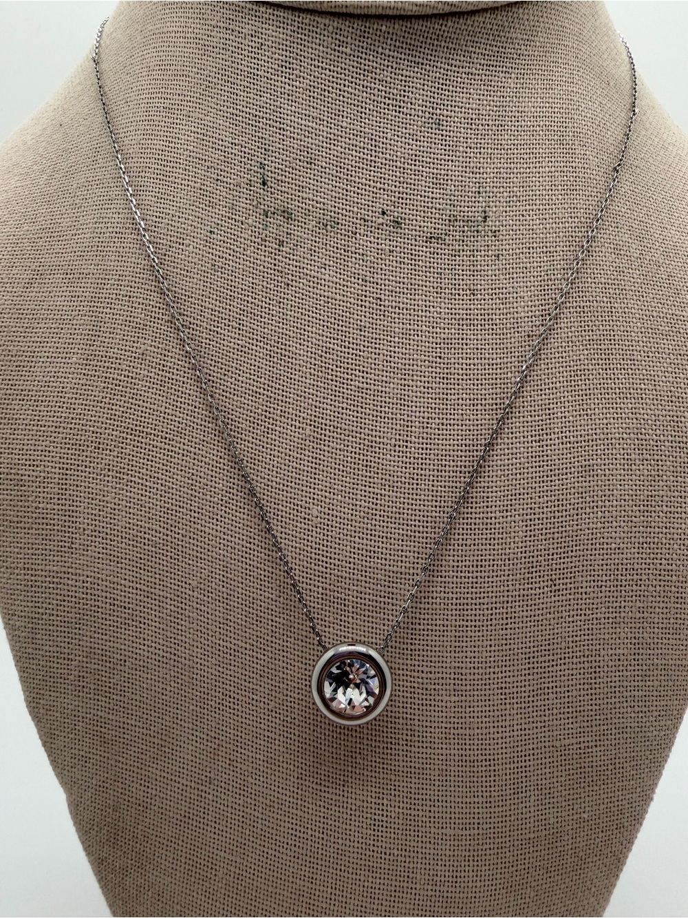 WHBM Silver Pendant Necklace with Faceted Crystal - Picture 2 of 5